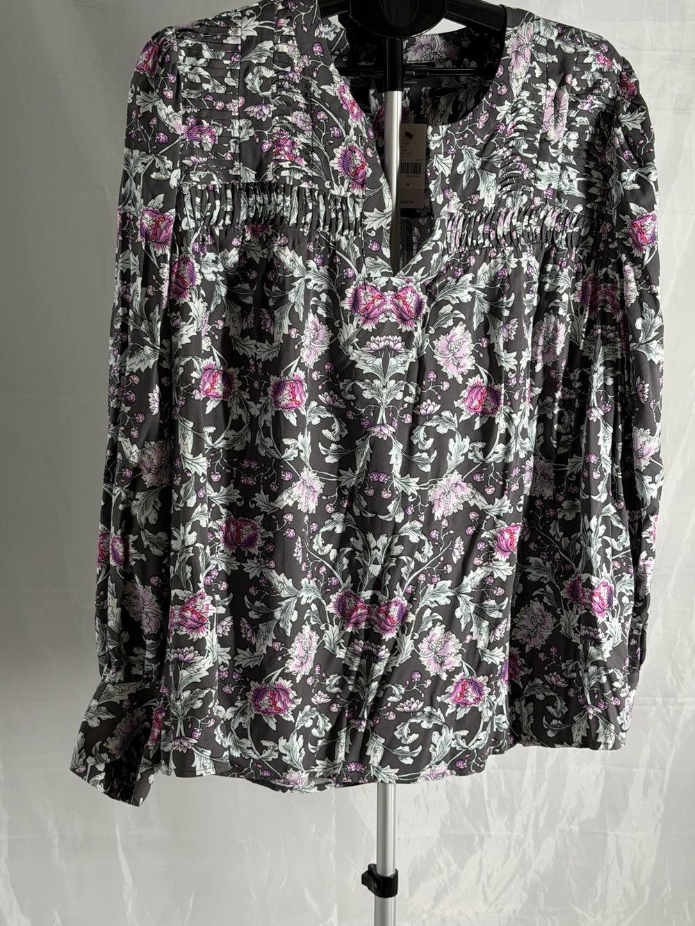 Lane Bryant Womens Gray Paisley Button Front Rayon Blouse Plus Size 18 NWT $69
